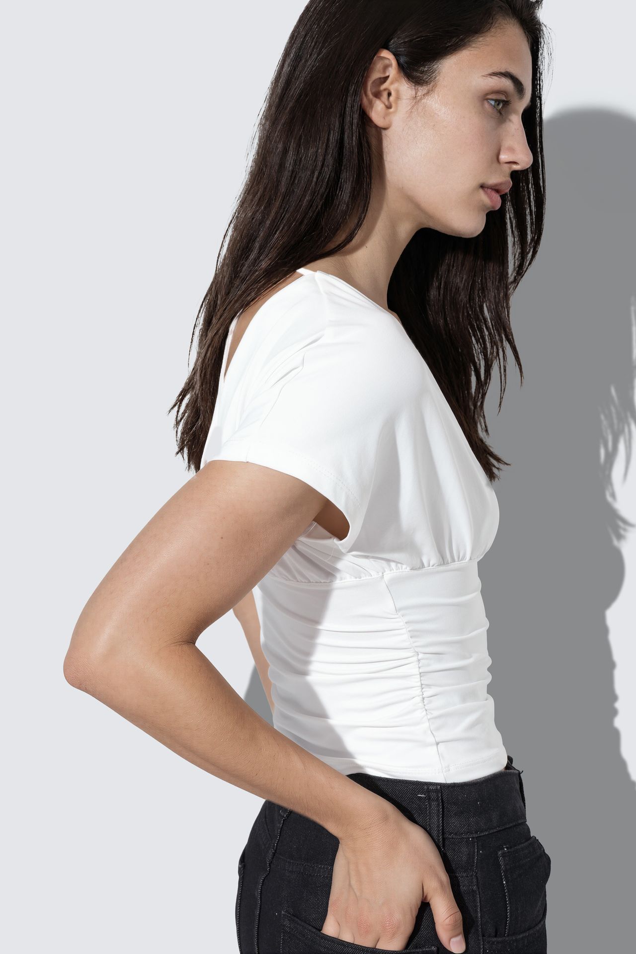 BUSEM Fitted Crop Blouse With Tie Detail 3