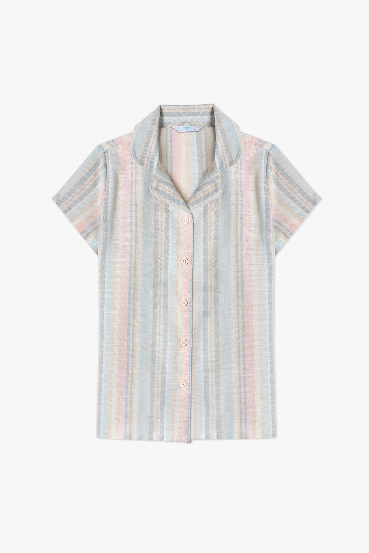 PENTI Broken Girls' Stripes Buttoned Shirt Pajama Set 4