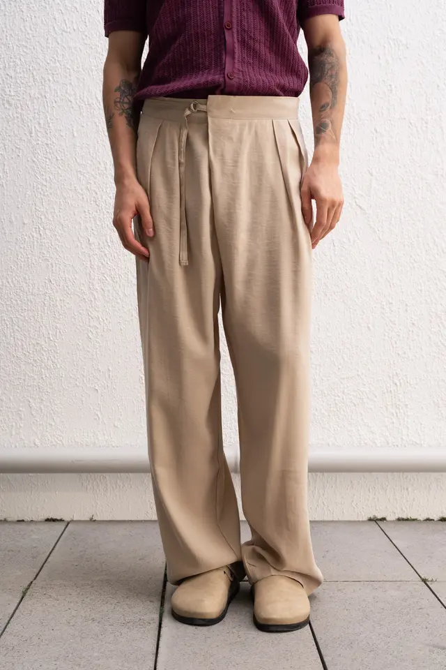 GIESTO Men's high-waist wide-leg knit pants