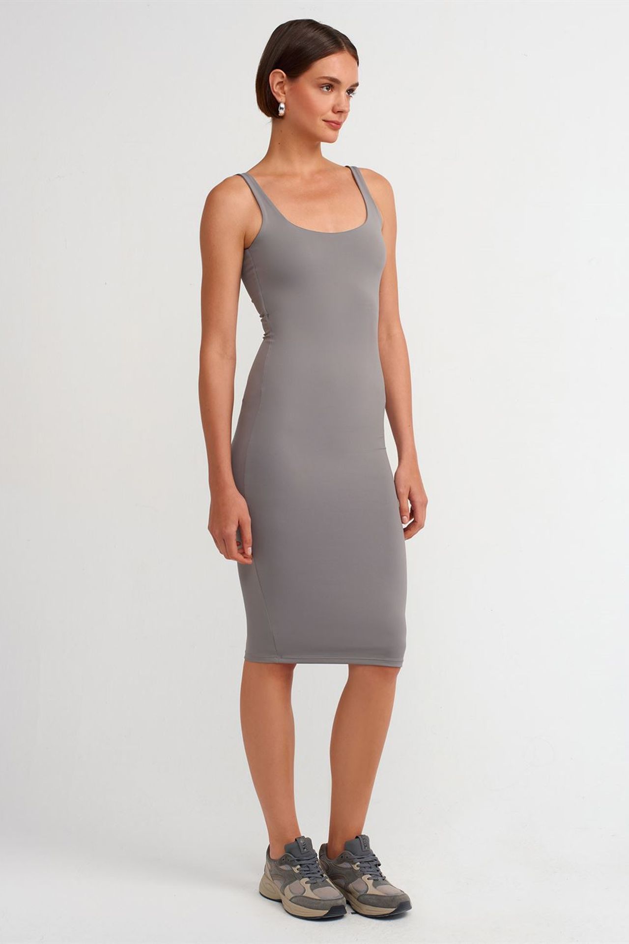 DILVIN Kolsuz Bodycon Midi Elbise 4