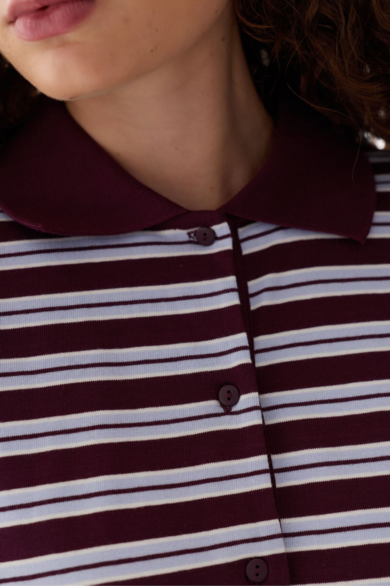 PENTI Striped Long Sleeve Polo Neck Top 5