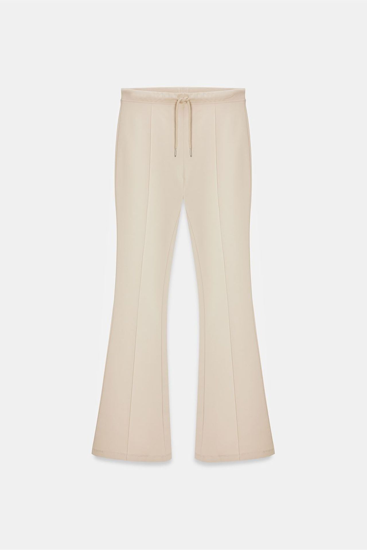 DILVIN Mid-Waist Flare Jersey Pants With Drawstring 5