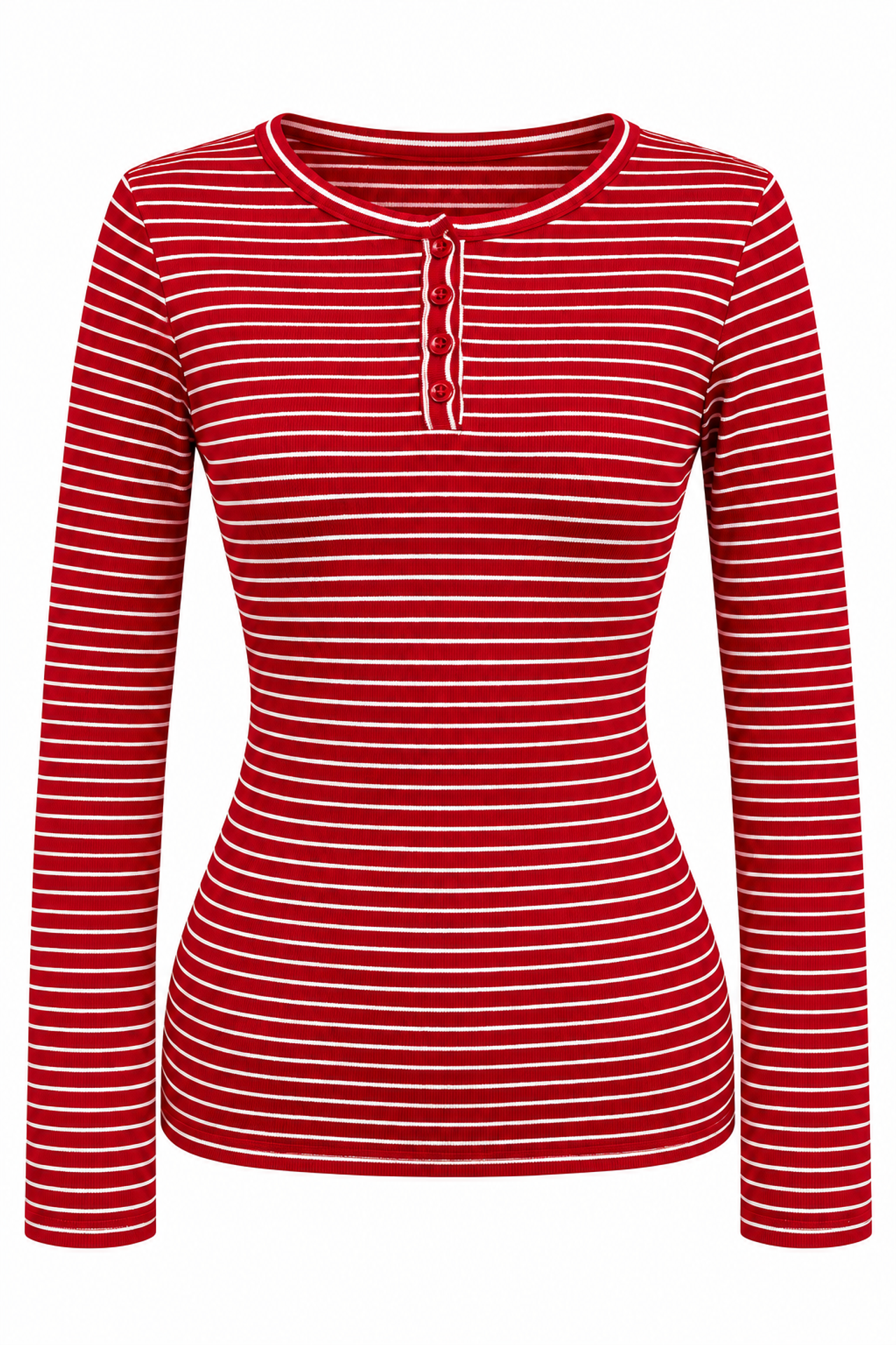 MIXRAY Striped Ribbed Button Blouse 1