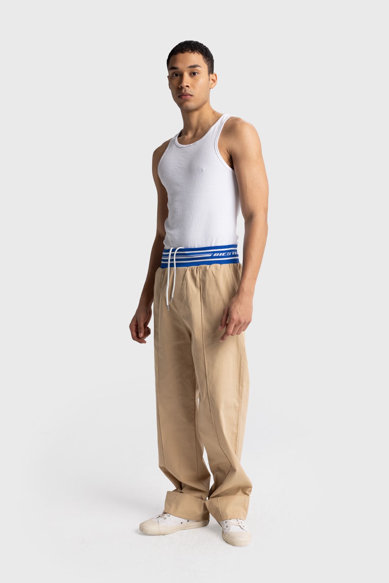 GIESTO Men's Cotton Poplin Wide-Leg Knit Pants 1