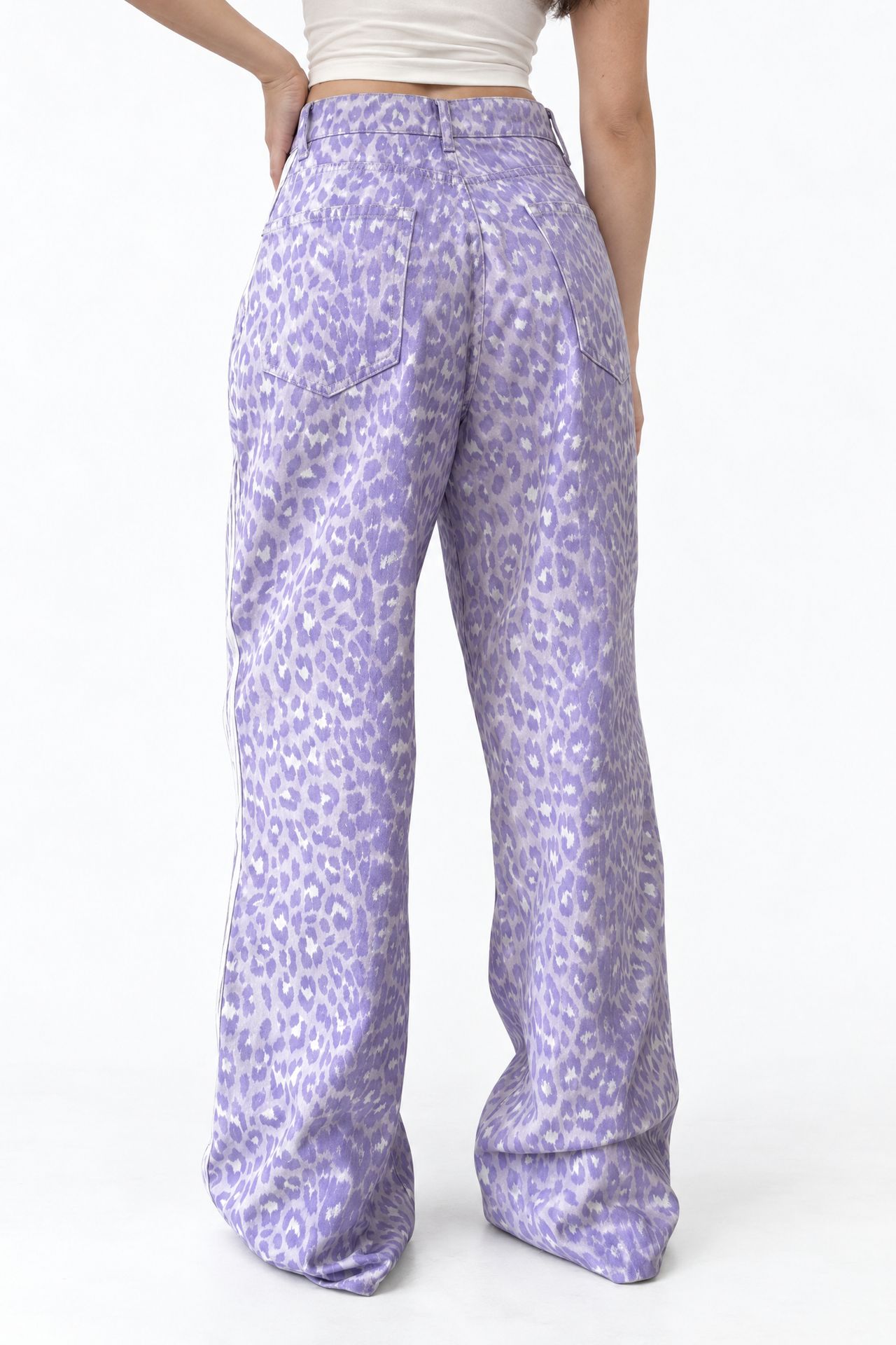 SQUALO High Waist Wide Leg Leopard Trousers 2