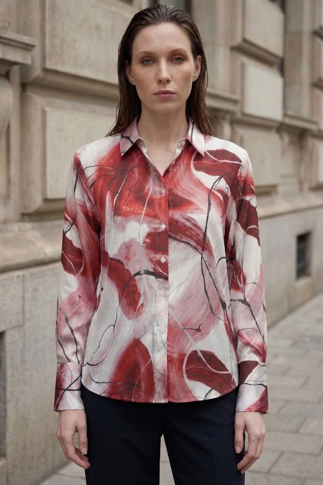 MY FASHION Abstract Print Button-Up Shirt 3