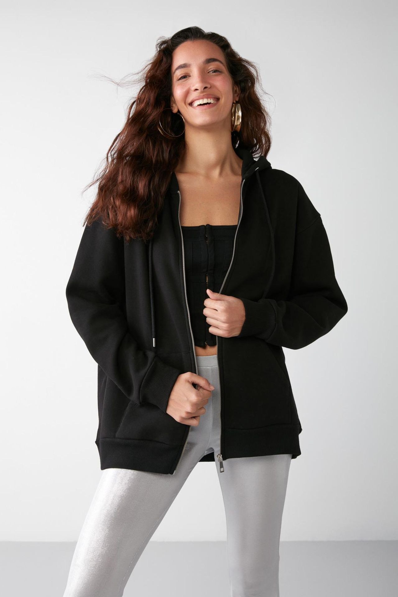 GRIMELANGE Oversized Hooded Zip Sweatshirt 4