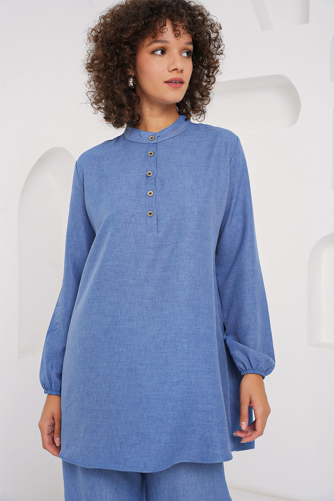 BDART Textured Linen Blend Long Sleeve Tunic and Wide Leg Pants Set 2