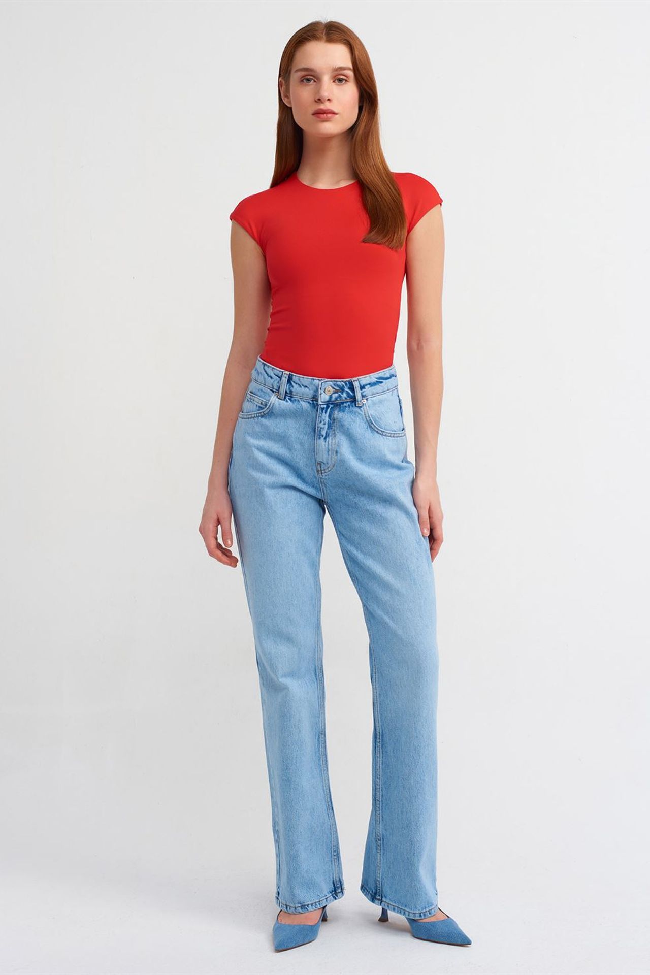 DILVIN Kadın Slim Fit Bisiklet Yaka Tişört 3