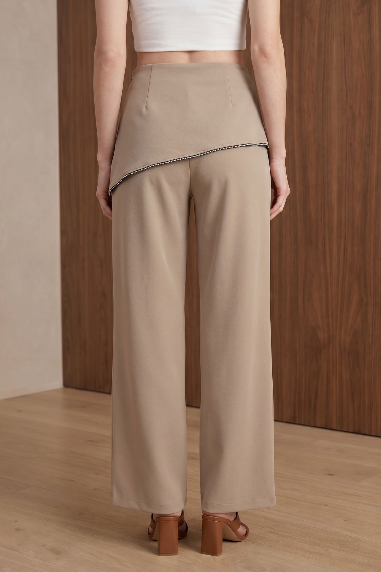 MY FASHION High-Waist Wide-Leg Crepe Trousers 6