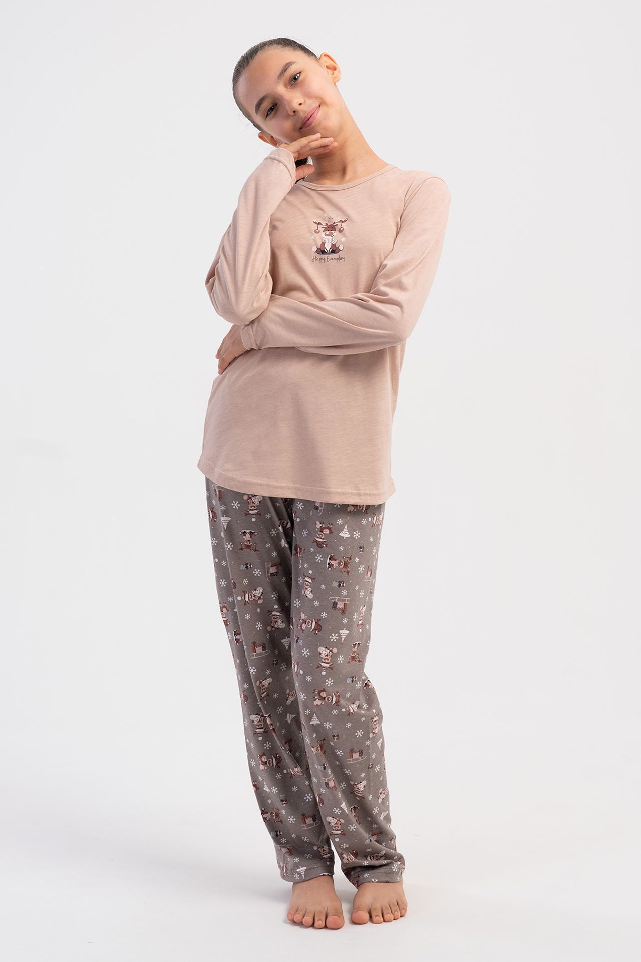YAKE Rahat Kalıp İki Parçalı Pijama Takımı 1