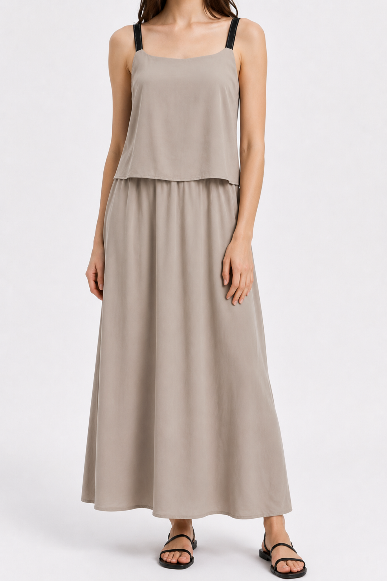 MIXRAY Sleeveless A-line Maxi Dress With Square Neckline 4