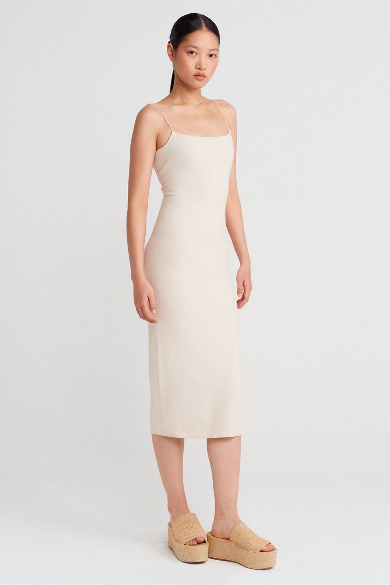 DILVIN Kolsuz Cut-Out Detaylı Bodycon Midi Elbise 1