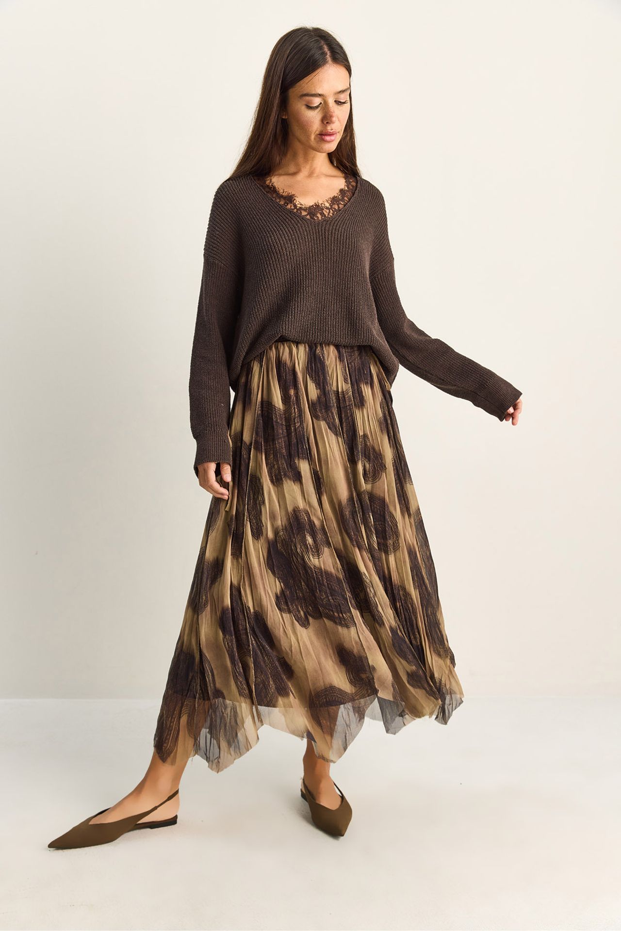 LUCCI High Waist Long Ethnic Print Skirt 5