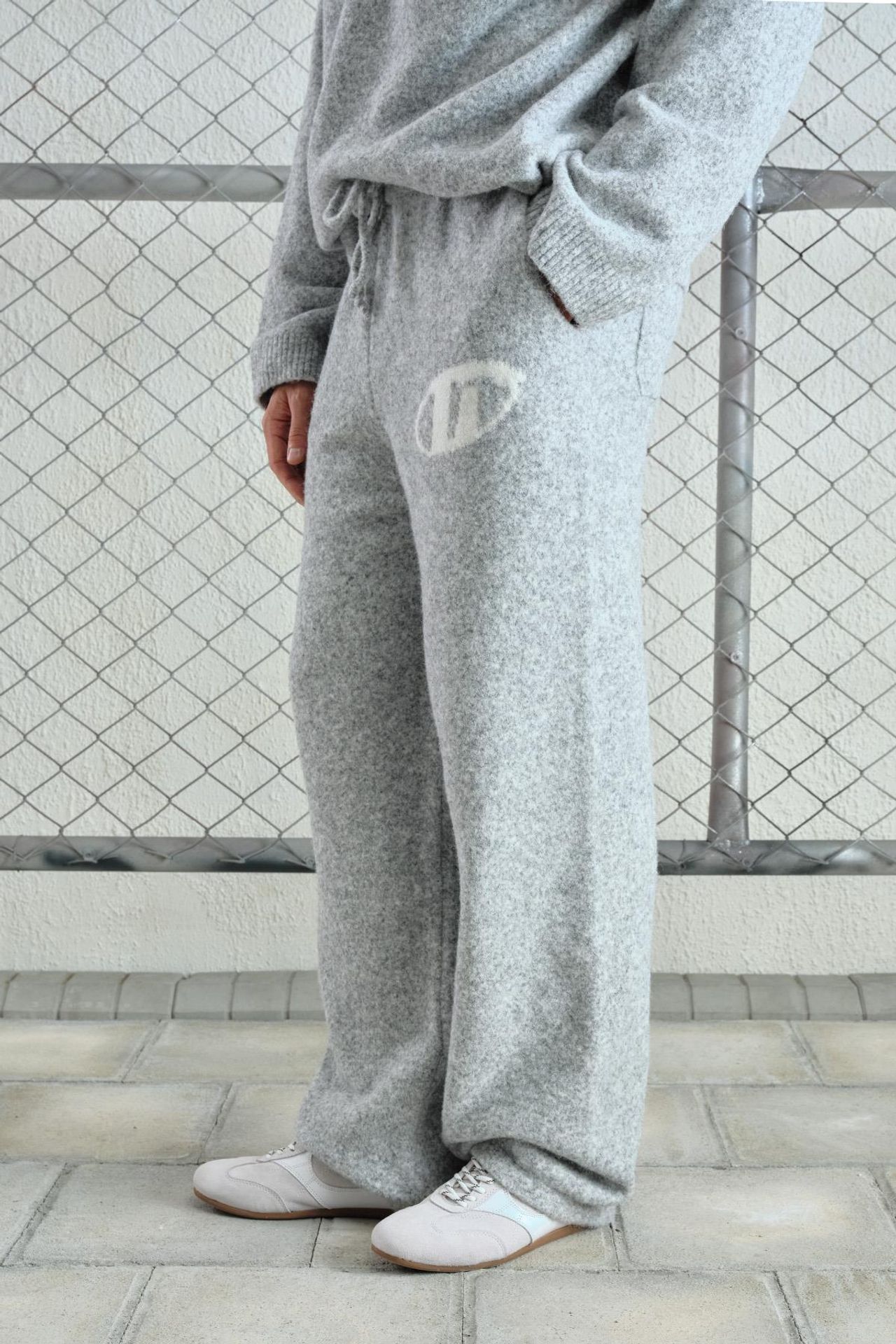 GIESTO Logo Detailed Wide Leg Knit Pants 2