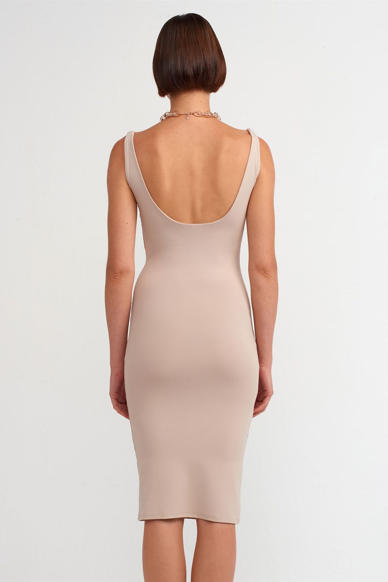 DILVIN Kolsuz Bodycon Midi Elbise 2