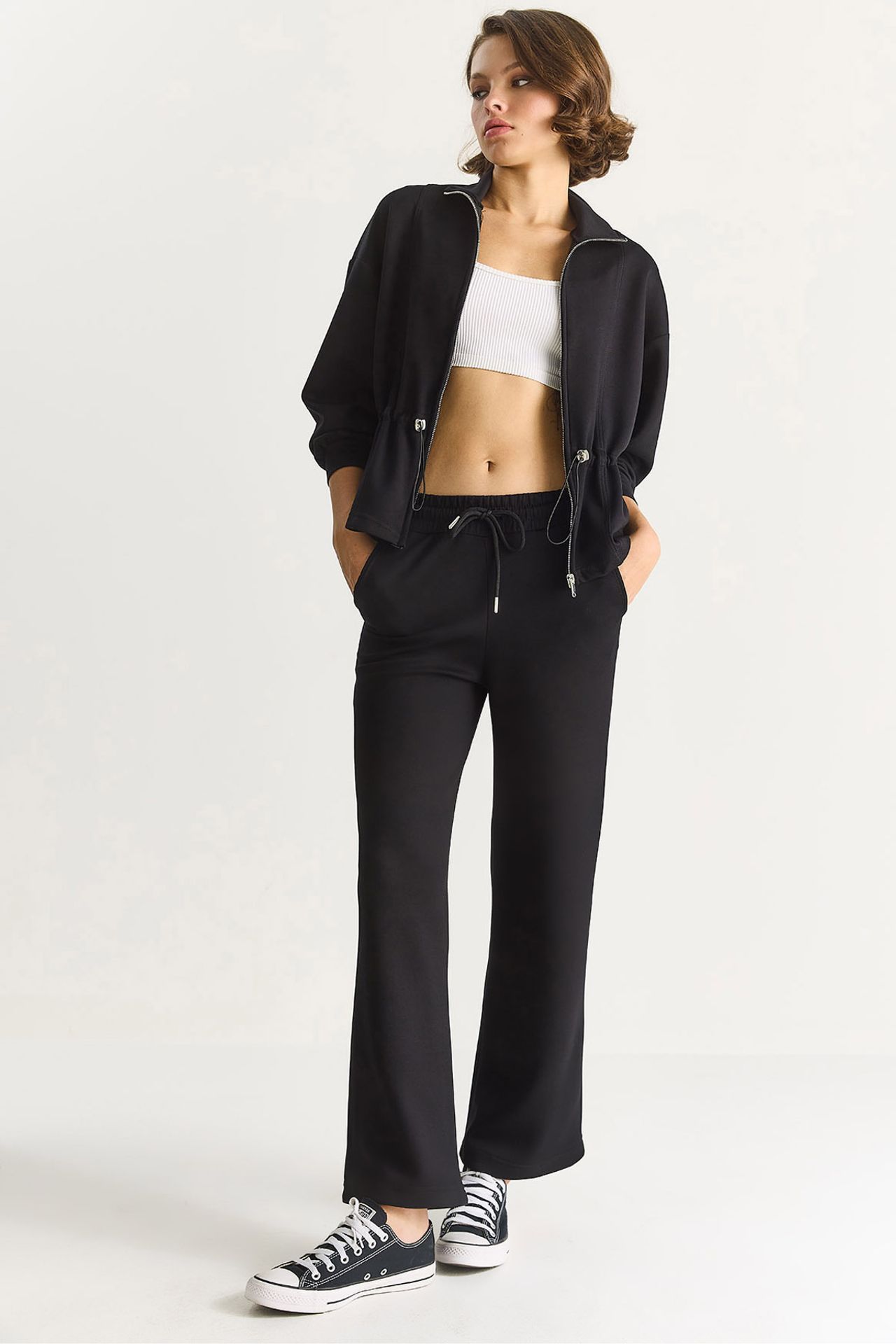 LUCCI Fitted Long Sleeve Jacket and Flare Pants Co-ord Set 1