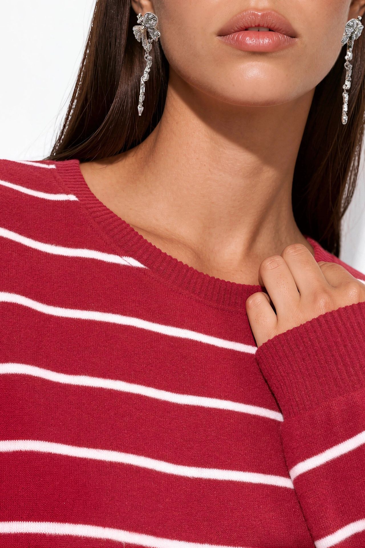 BUSEM Striped Ribbed Crew Neck Sweater 4