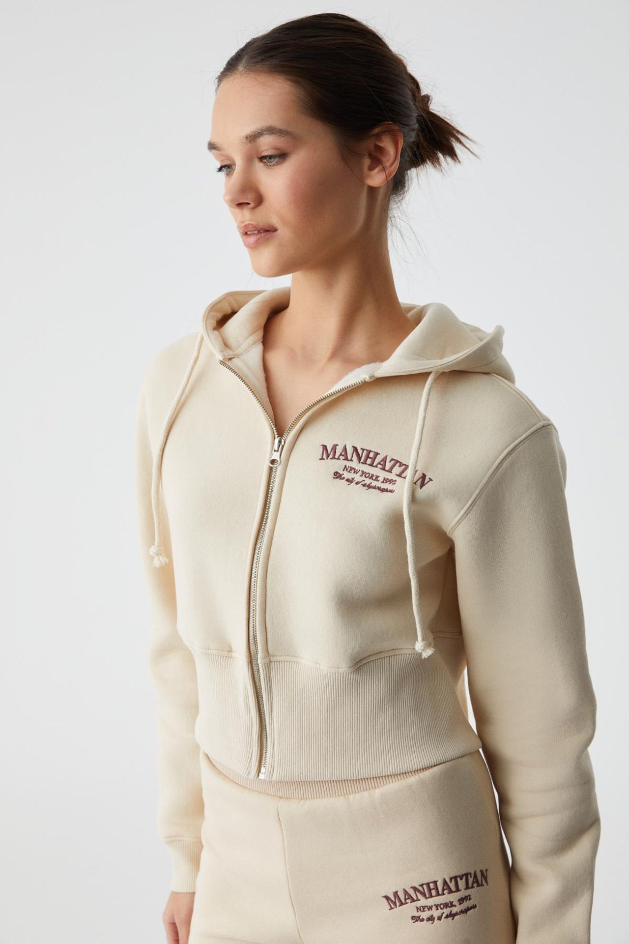 GRIMELANGE Kapüşonlu Logolu Fermuarlı Kısa Sweatshirt 3