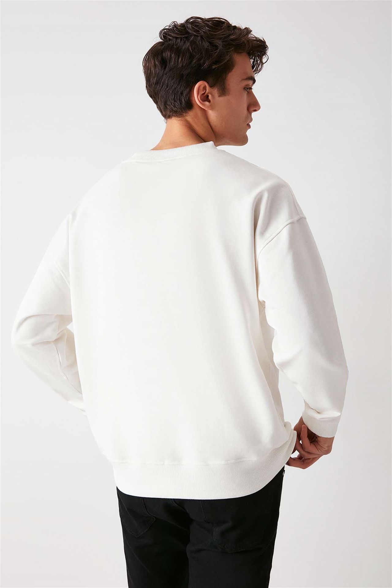 GRIMELANGE Oversize V Yaka Fitilli Sweatshirt 5