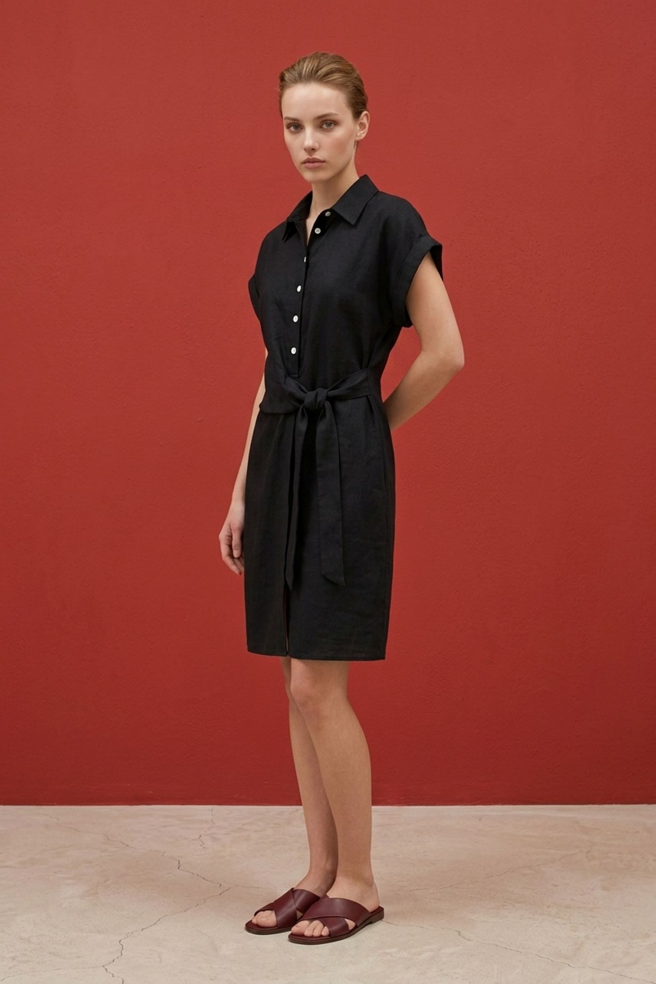 MY FASHION Cotton Poplin Mini Shirt Dress 5