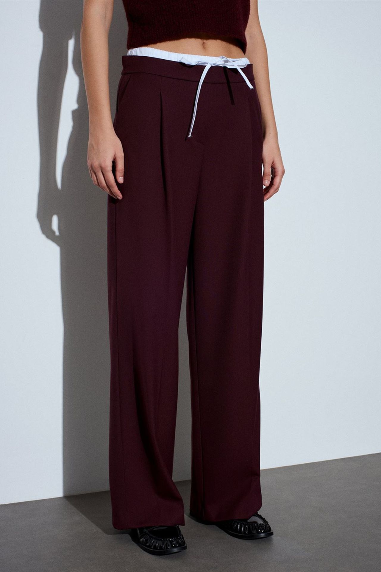 DILVIN Kadın Geniş Paça Krep Pantolon 4