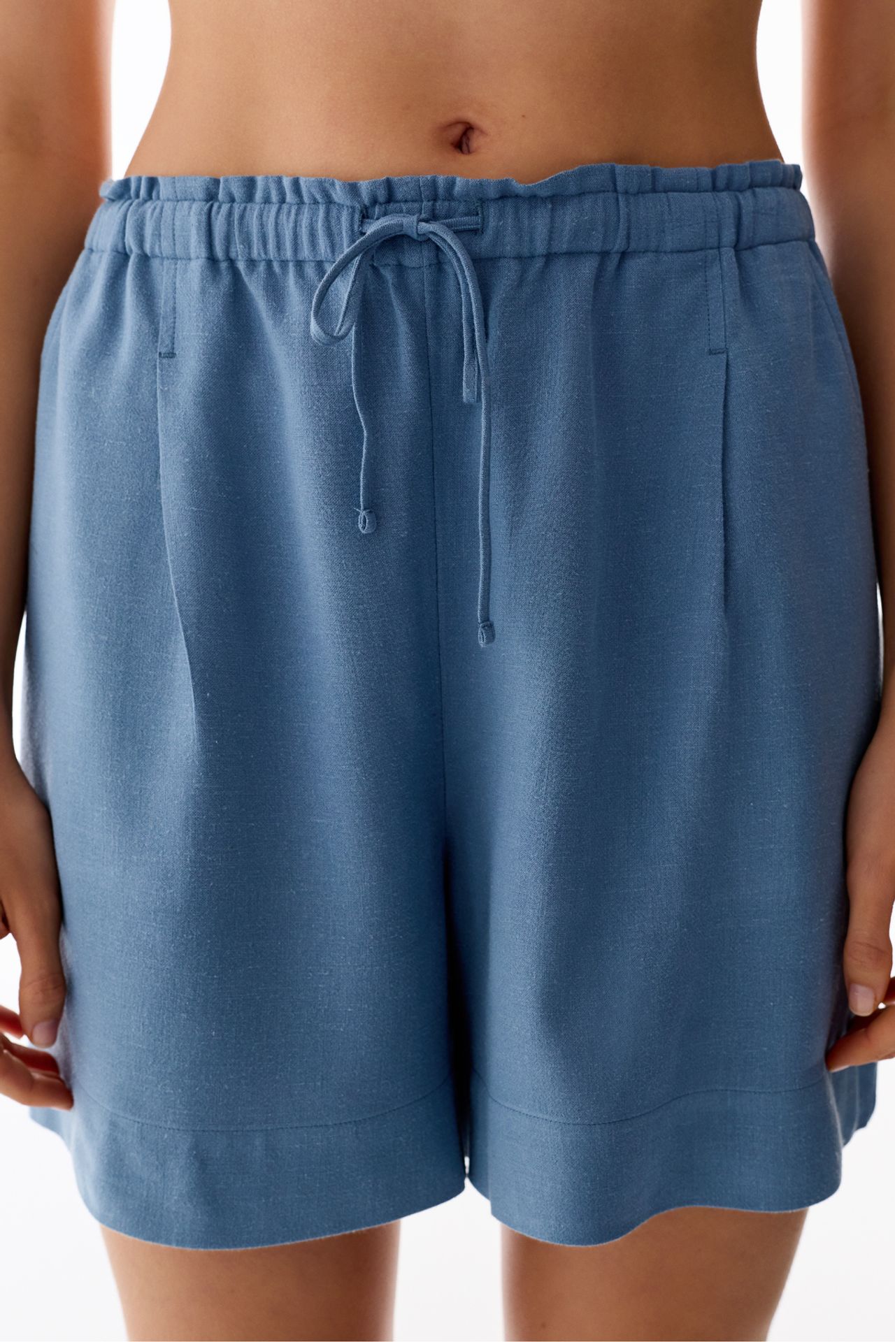 PENTI Linen Pleated High-Waist Shorts 2