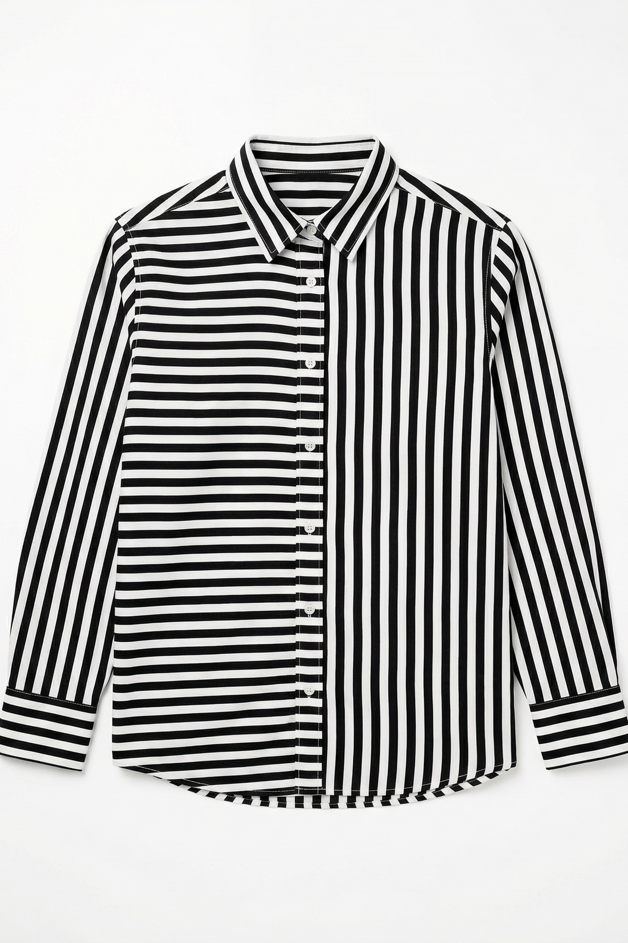 MY FASHION Striped Long-Sleeve Button-Front Shirt 6