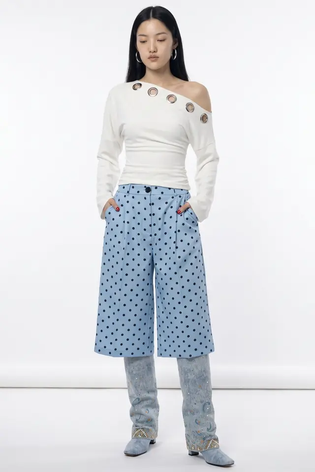 PUCKA High-Waist Polka Dot Capri Shorts