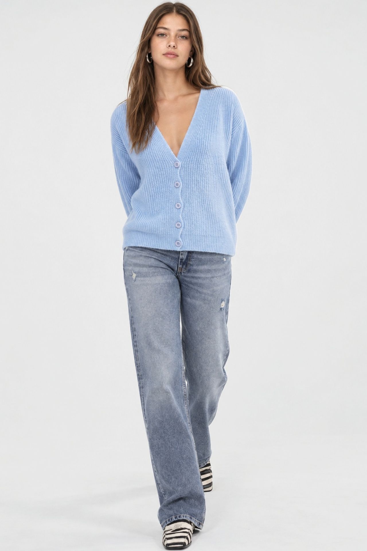 Mixray Textured V-Neck Button Cardigan 4