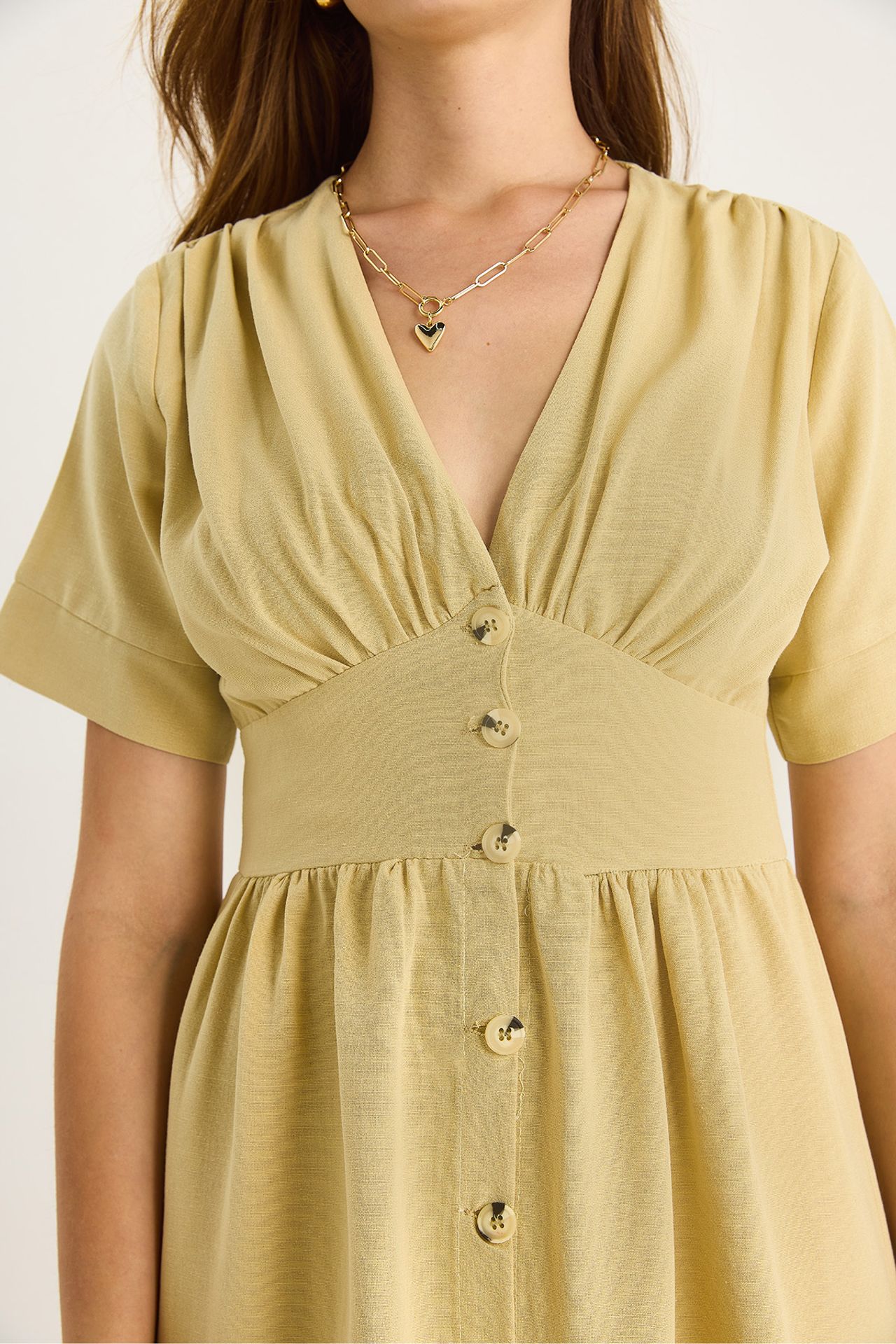 LUCCI V-neck Buttoned Midi Shirt Dress 5