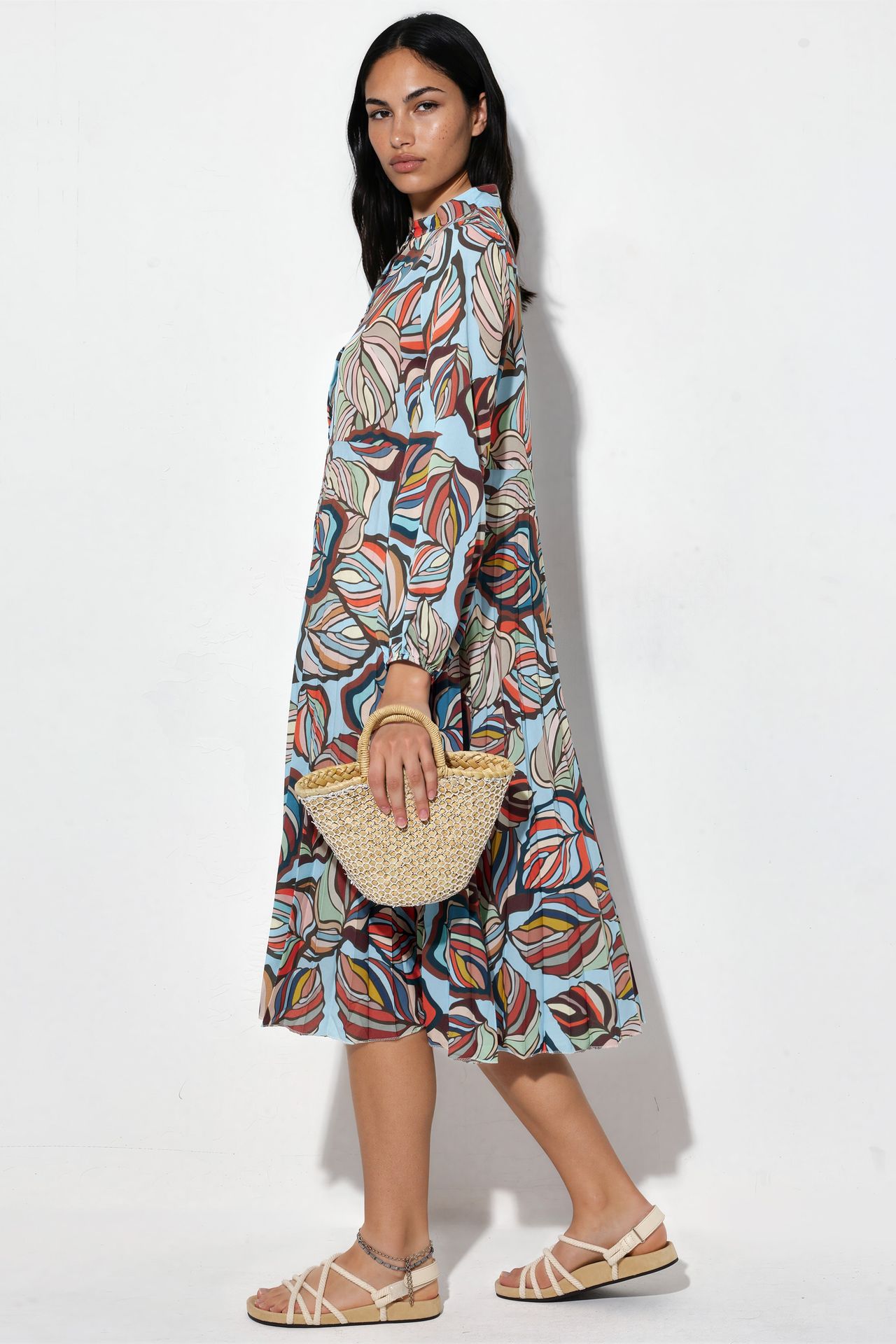 MSN Floral Chiffon Belted Midi Dress 4