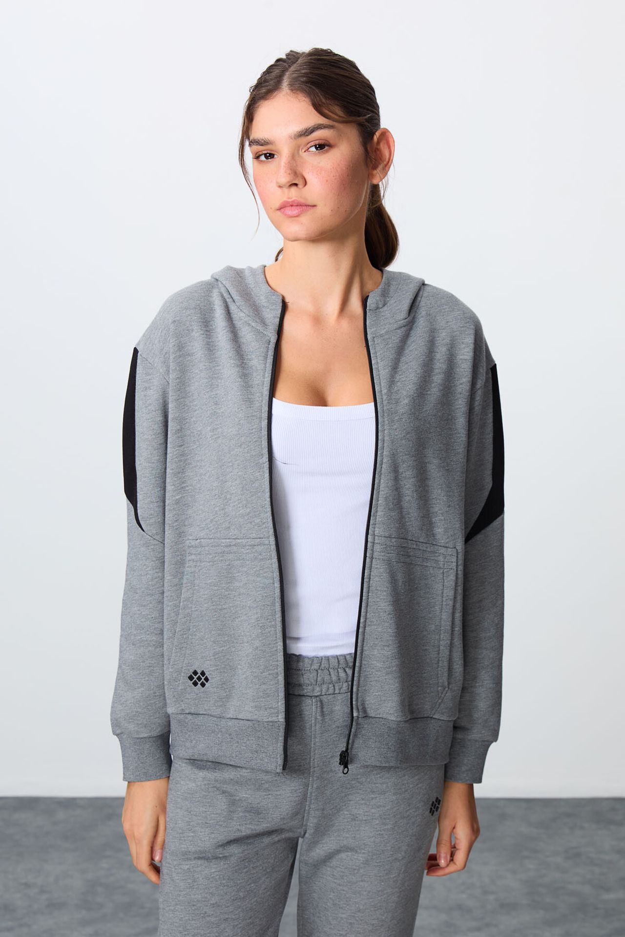TOMMY Oversized Hooded Zip Sweatshirt And Pants Set 2