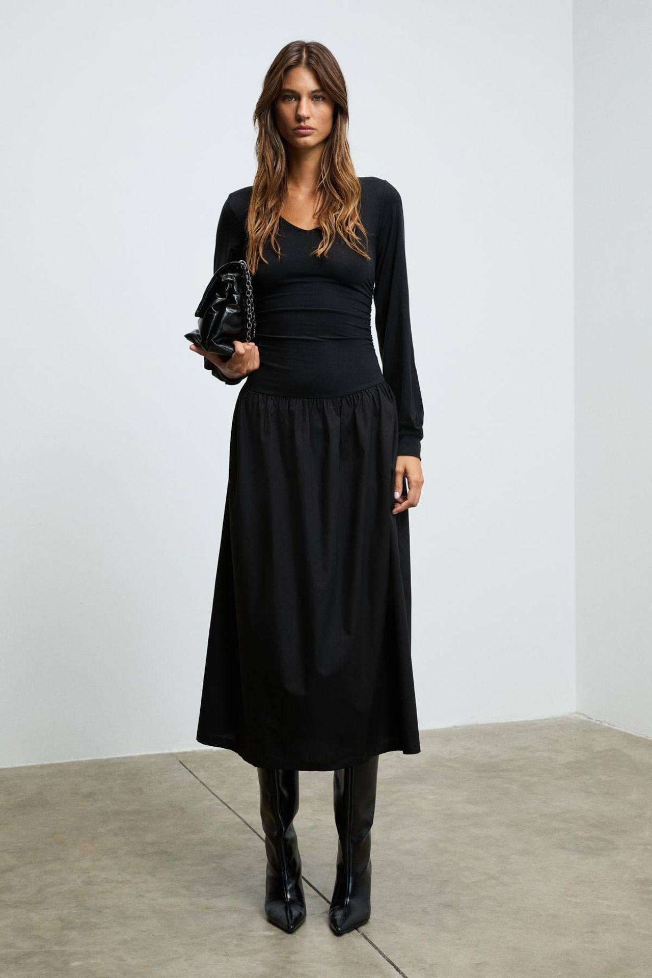 GRIMELANGE V-Neck Shirred Midi Dress 1