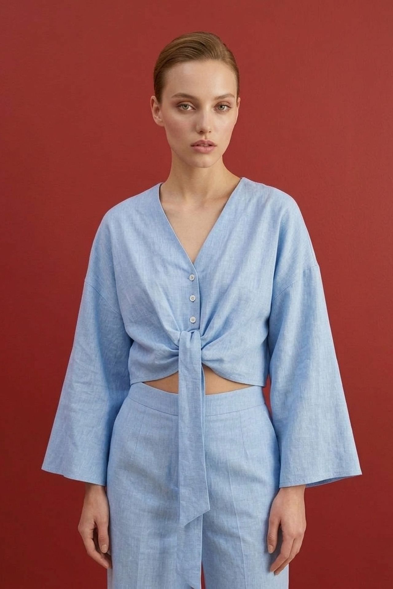 MY FASHION Cotton Co-ord Set with Tie Detail 6