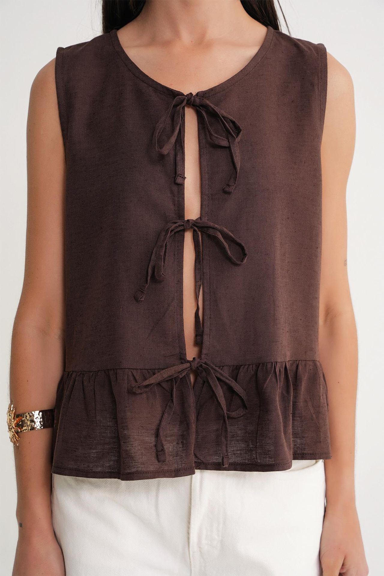 Mixray Frilly Tie Front Blouse 3