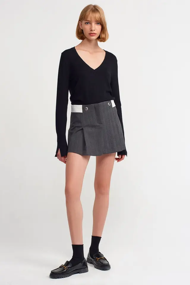 DILVIN High-Waist Pleated Mini Skirt With Belt