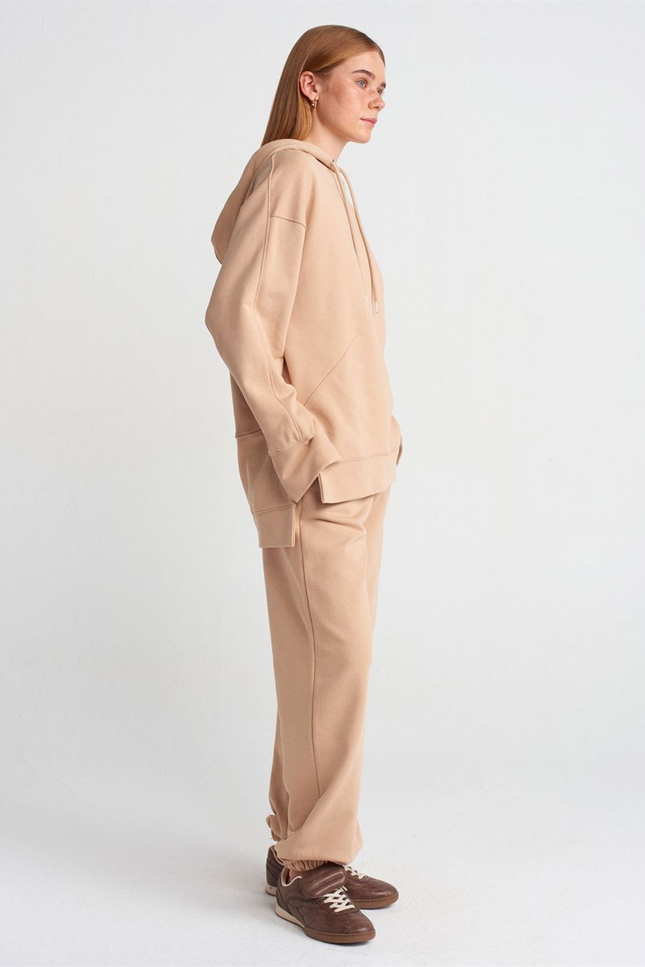DILVIN Oversized Cotton Hooded Sweatshirt With Slit 3