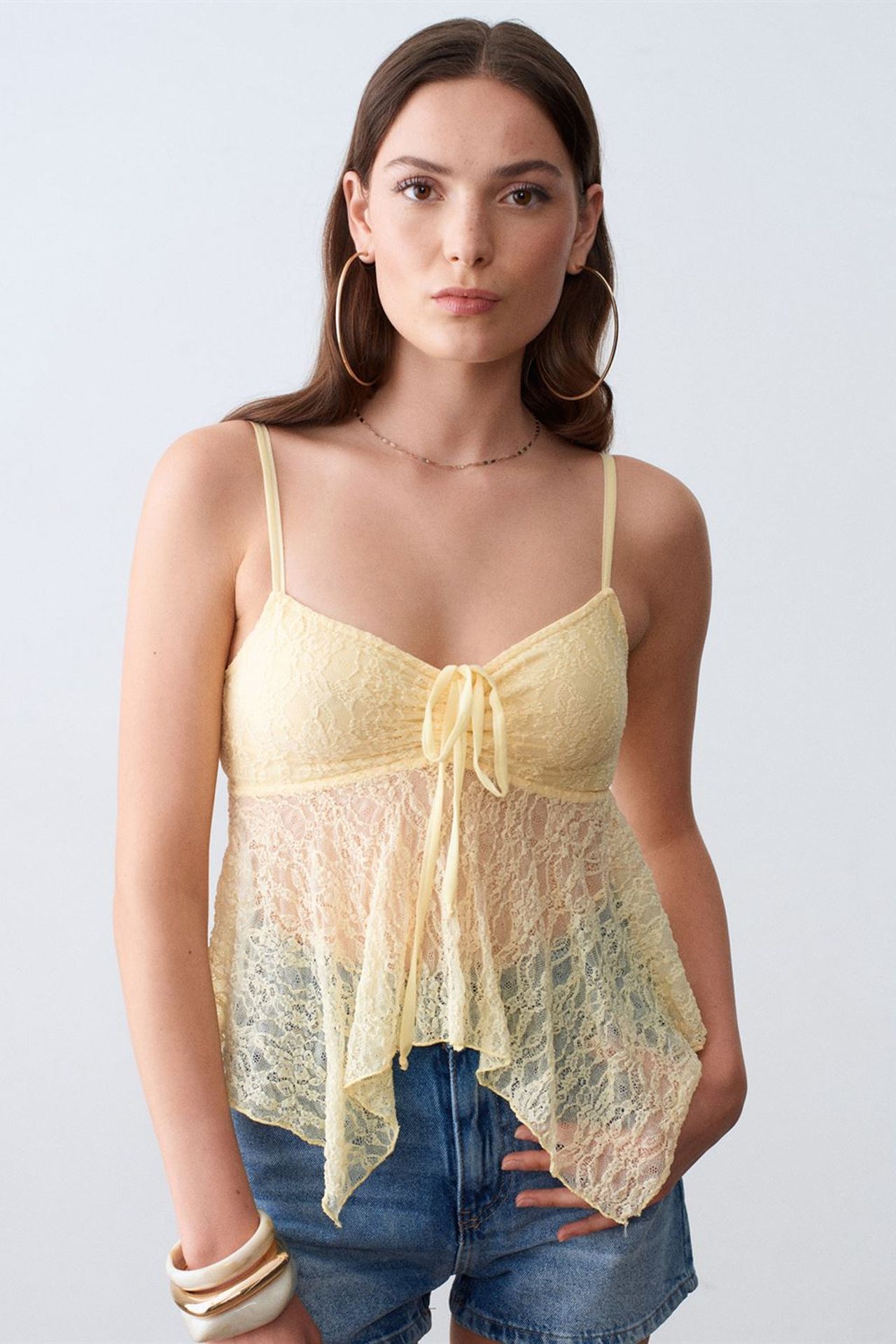 DILVIN Lace Tie-front Sleeveless Blouse 1