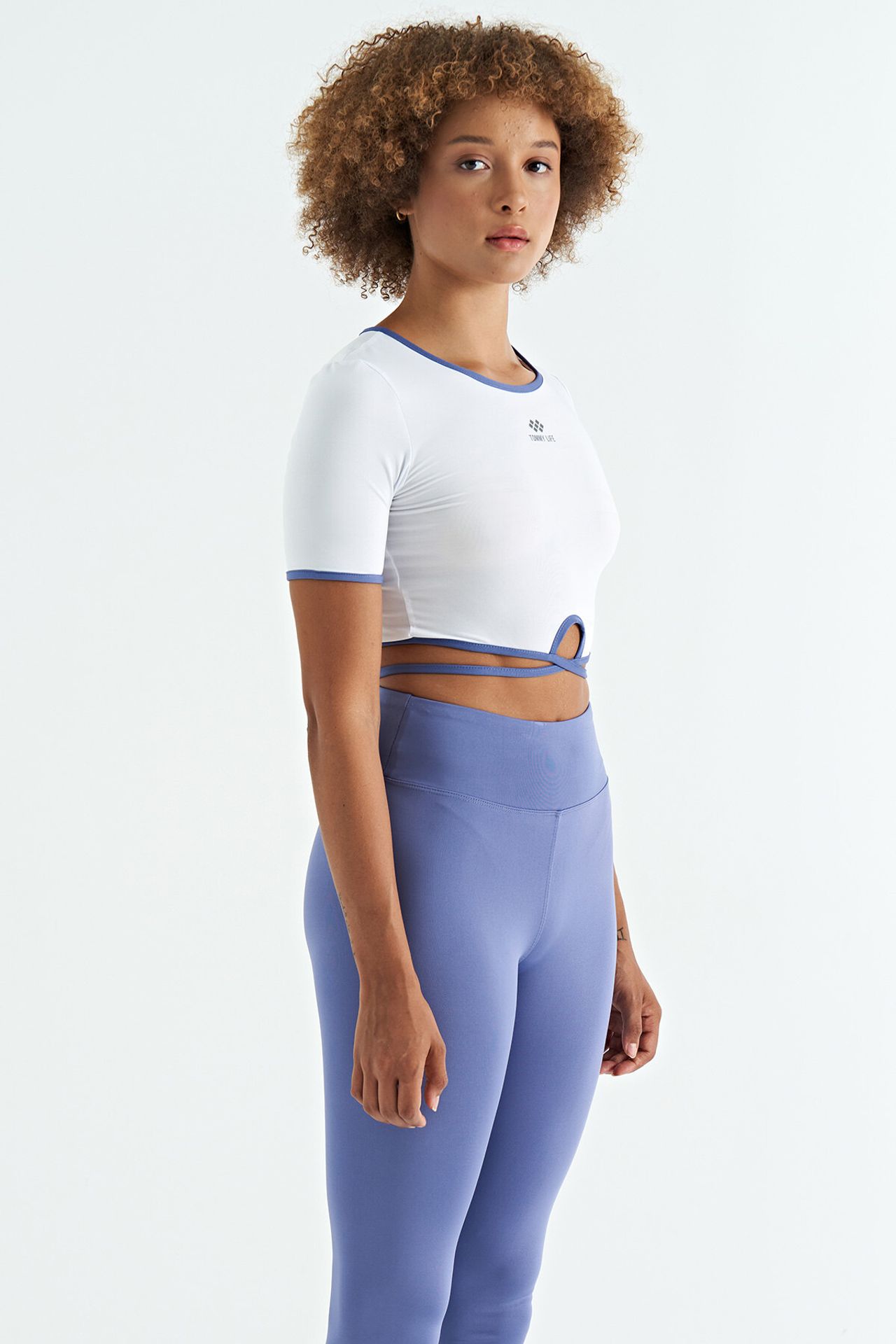 TOMMY Elastic Crop T-Shirt with Crew Neck 4