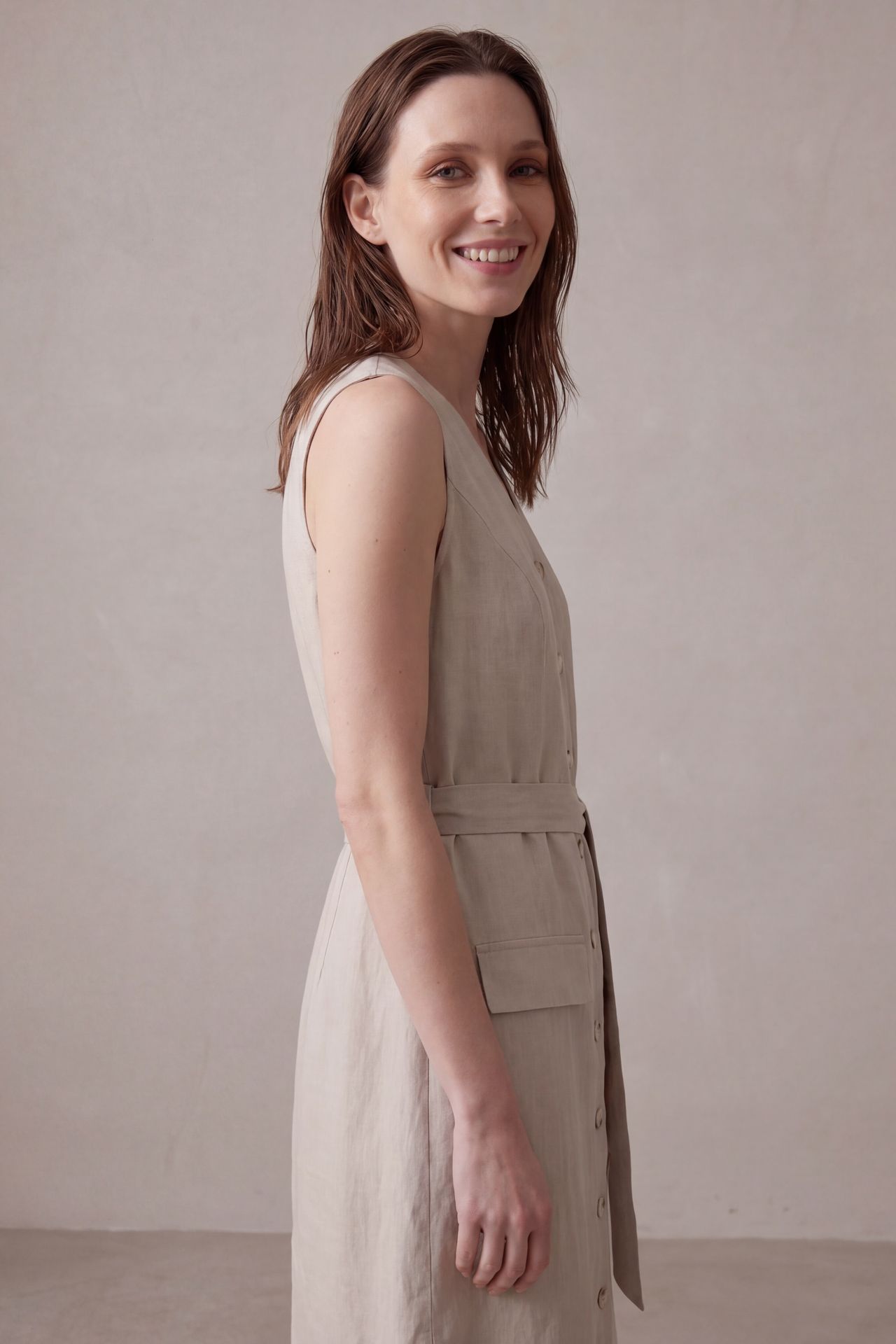 MY FASHION Women's Cotton Poplin Midi Shirt Dress 5