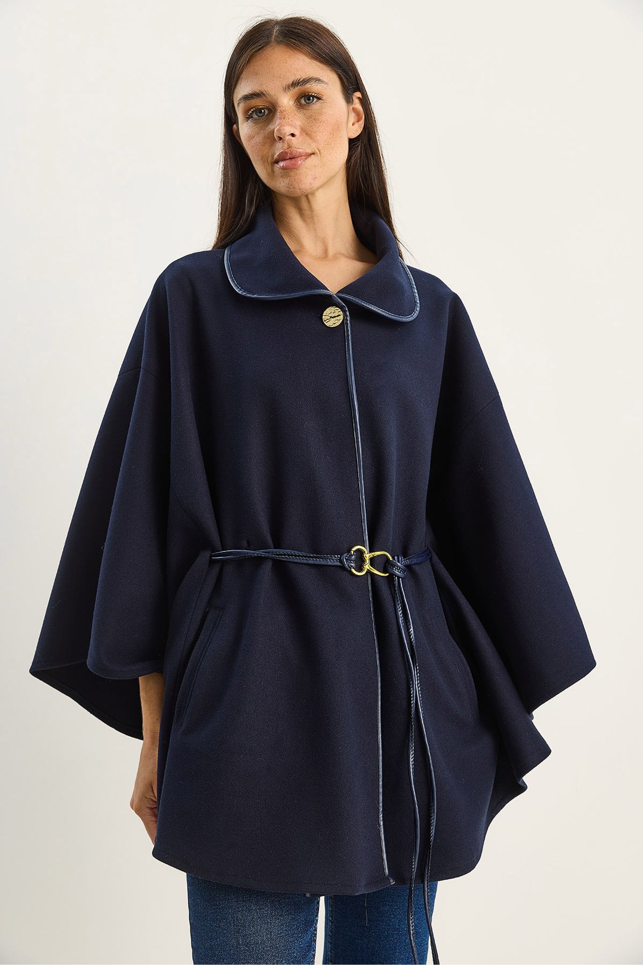 LUCCI Oversized Textured Wool Blend Overcoat with Jacket Collar 3