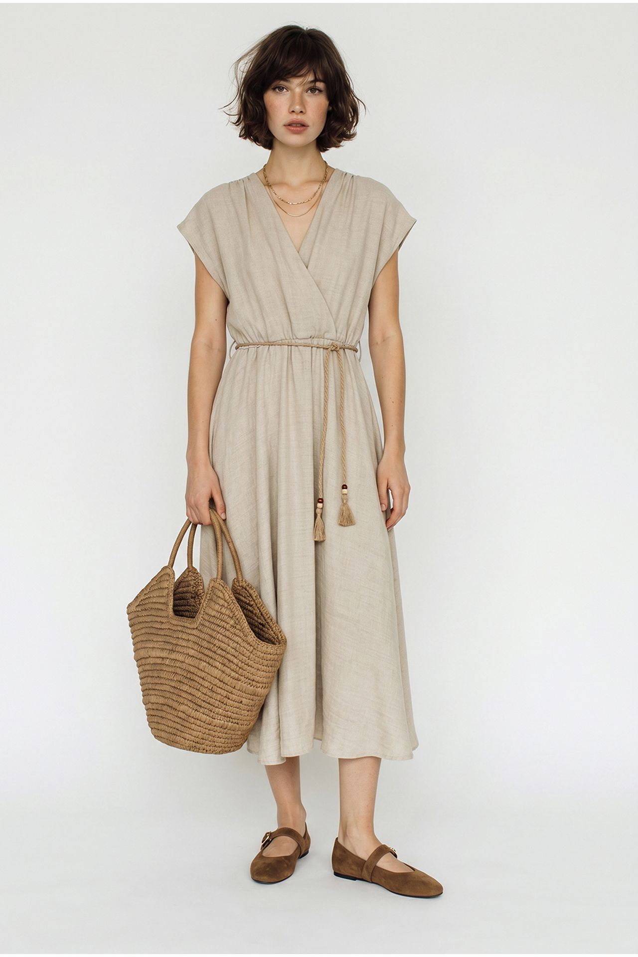 LUCCI Belted Wrap Midi Dress 3