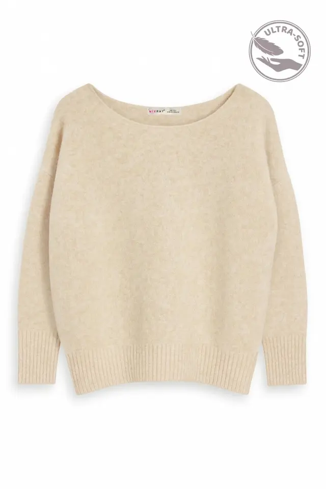 MIXRAY Oversized Boat Neck Knit Sweater