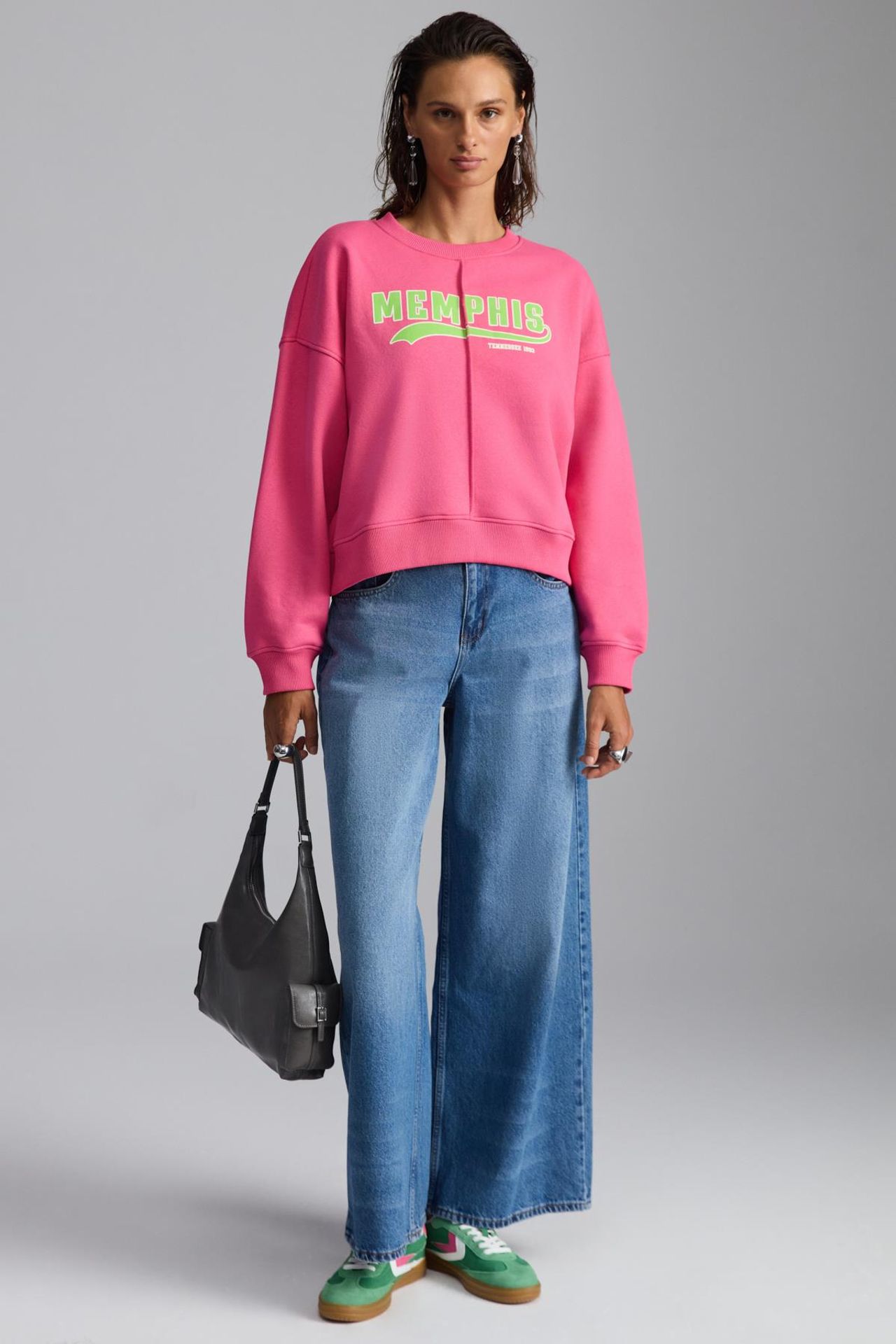 GRIMELANGE Oversized Printed Crew Neck Sweatshirt 5