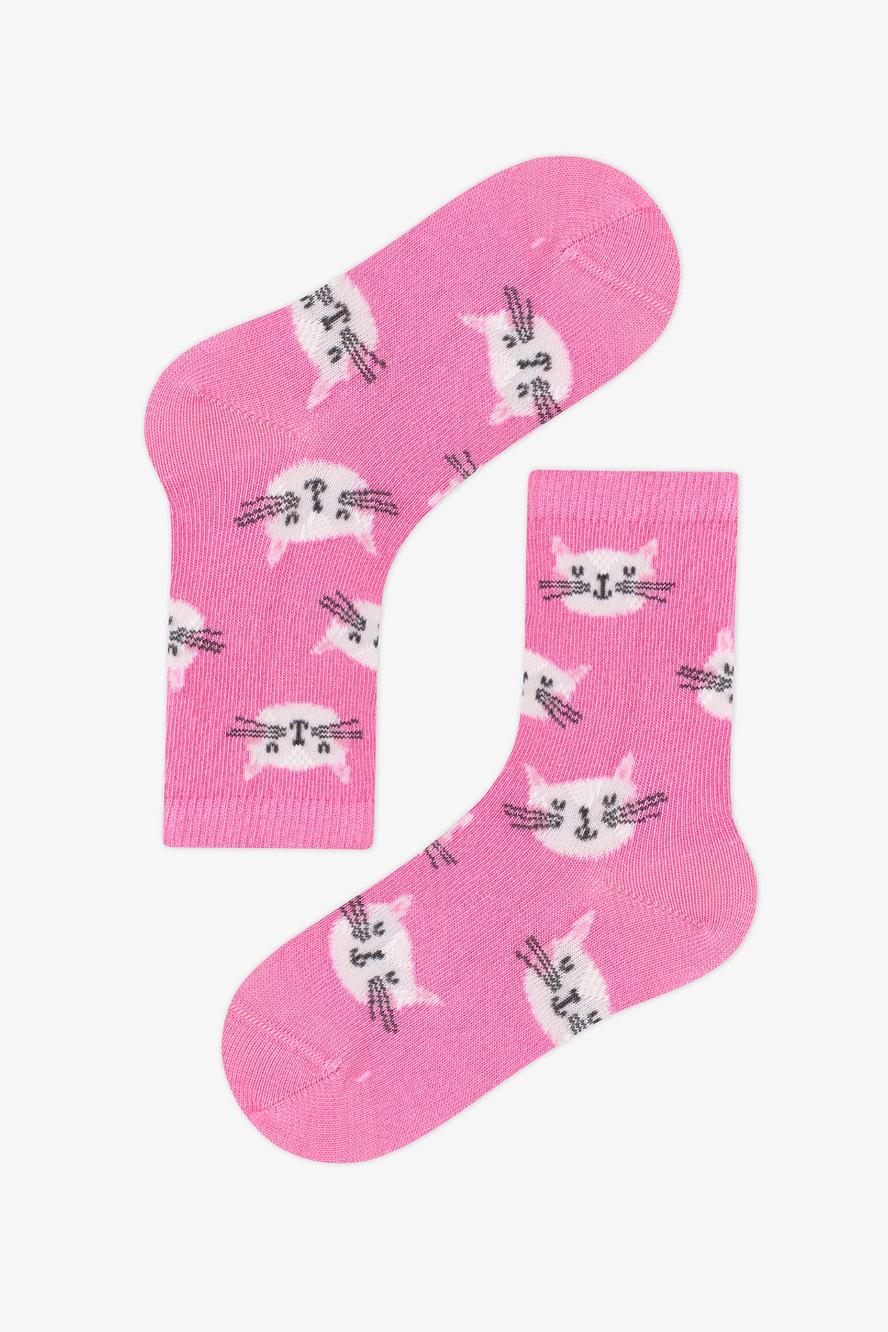 PENTI Girls' Space Cat Cat Pattern 2-Pack Crew Socks 2