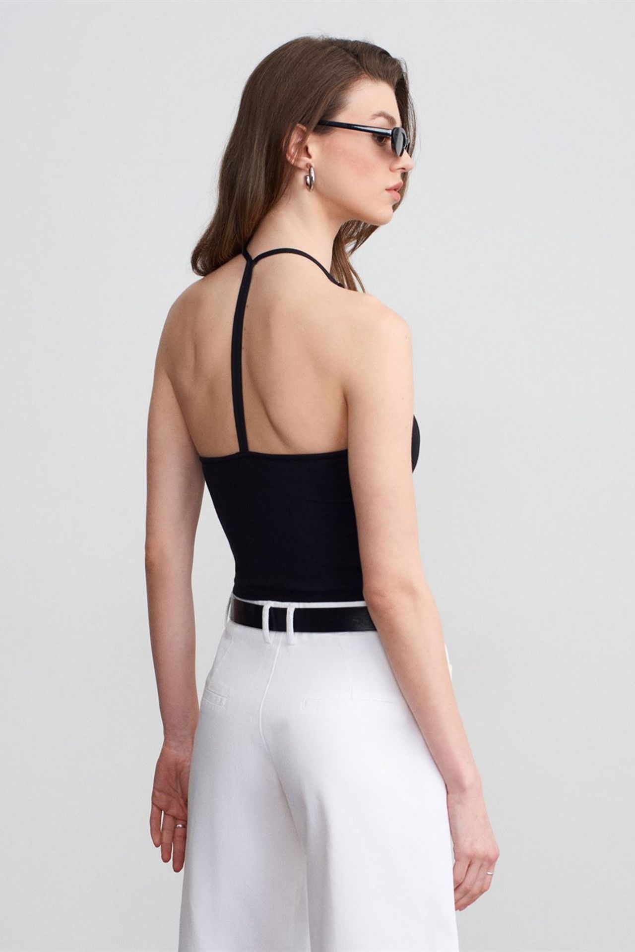 DILVIN Slim Fit Halterneck Jersey Blouse 2
