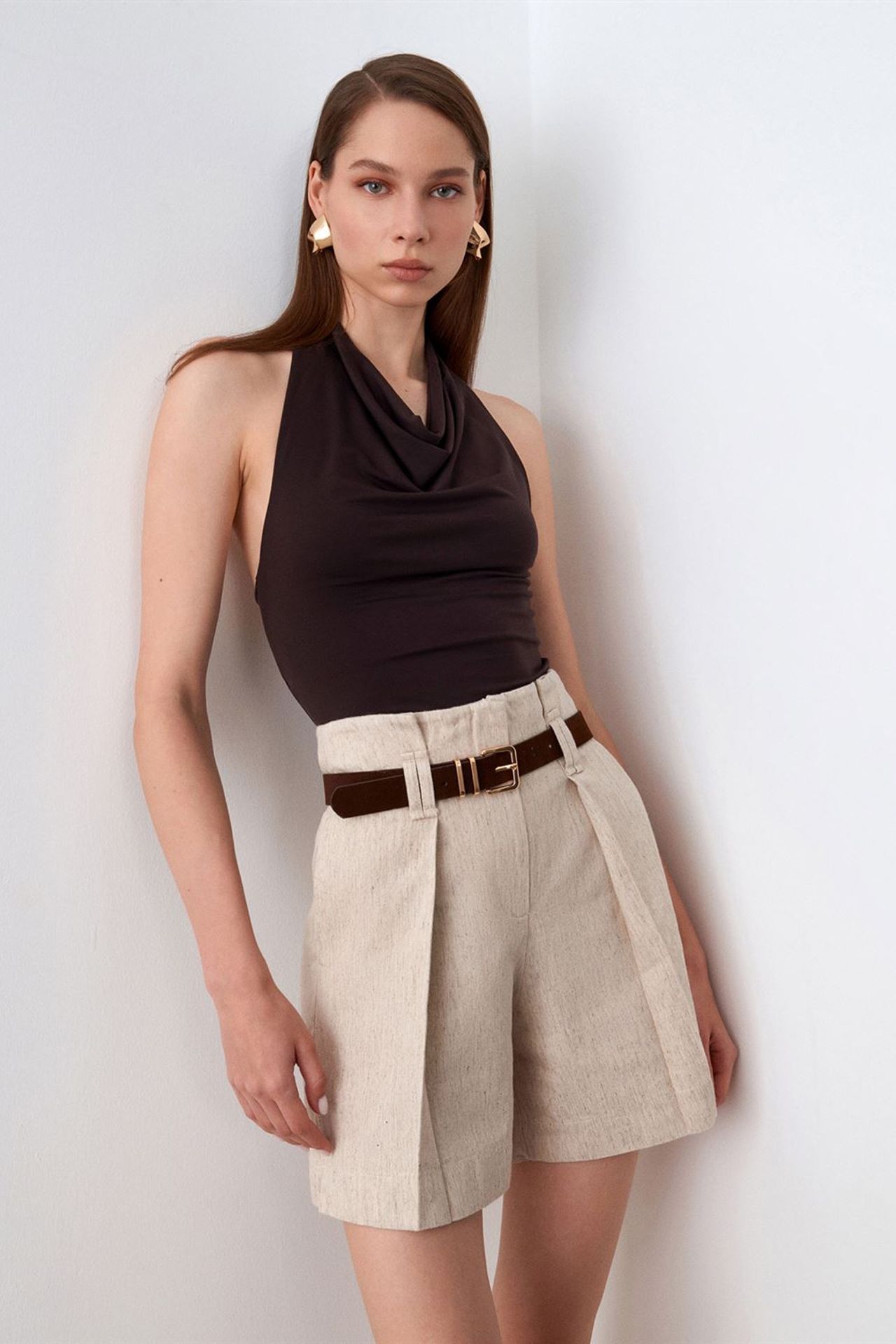 DILVIN Sleeveless Cowl Neck Tie Blouse 3