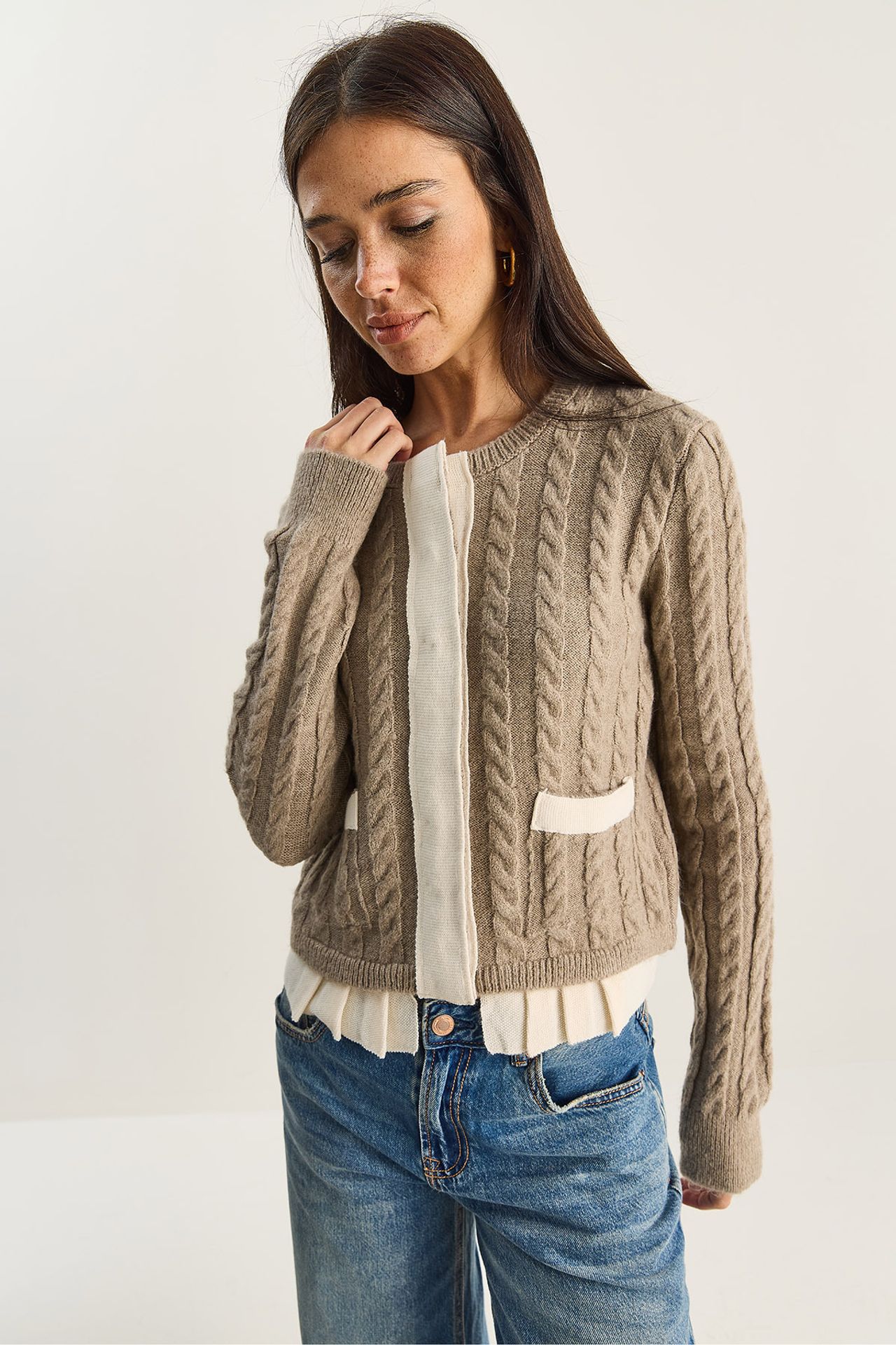 LUCCI Hair Beard Patterned Knit Cardigan 3