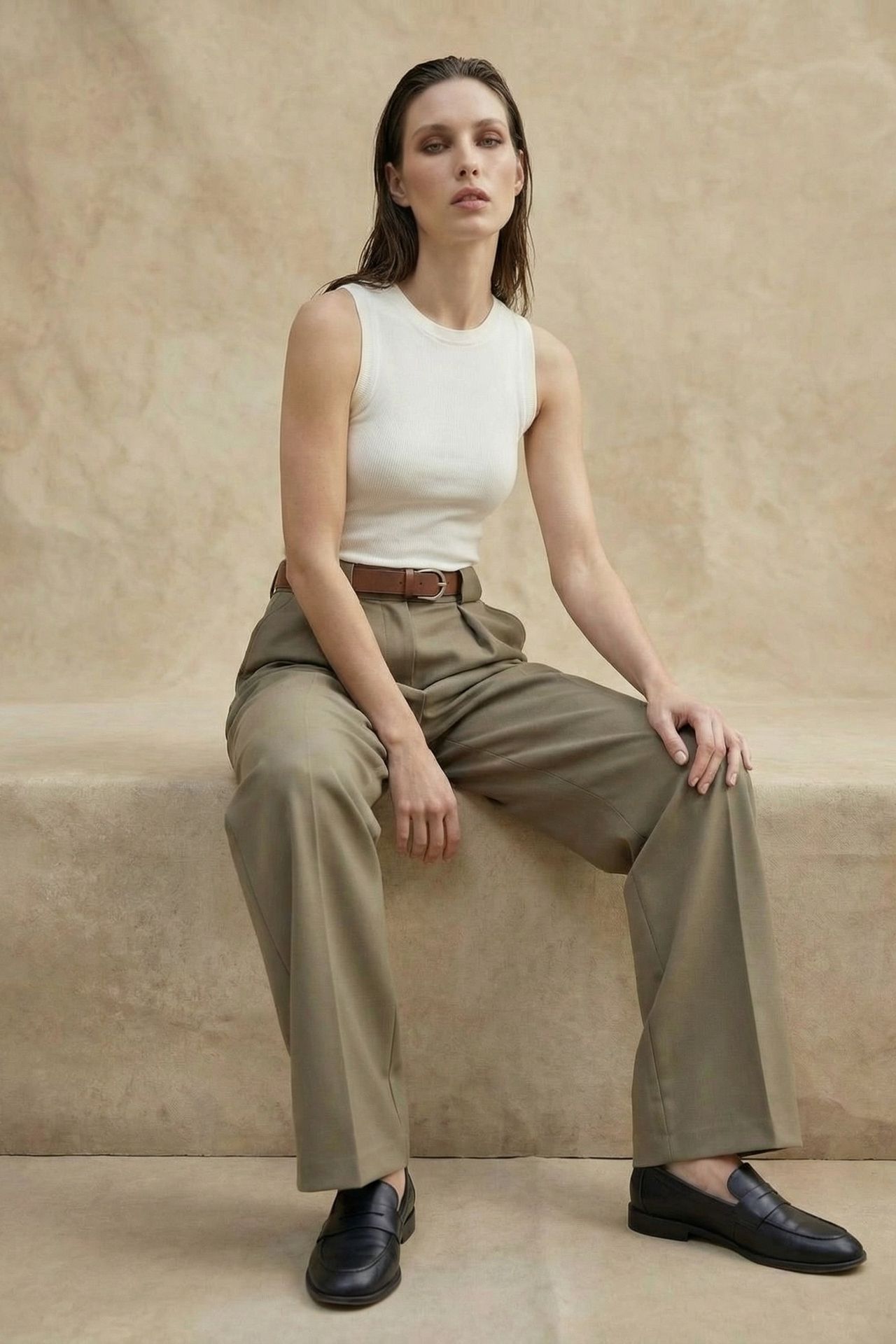MY FASHION High Waist Pleated Wide Leg Trousers 5
